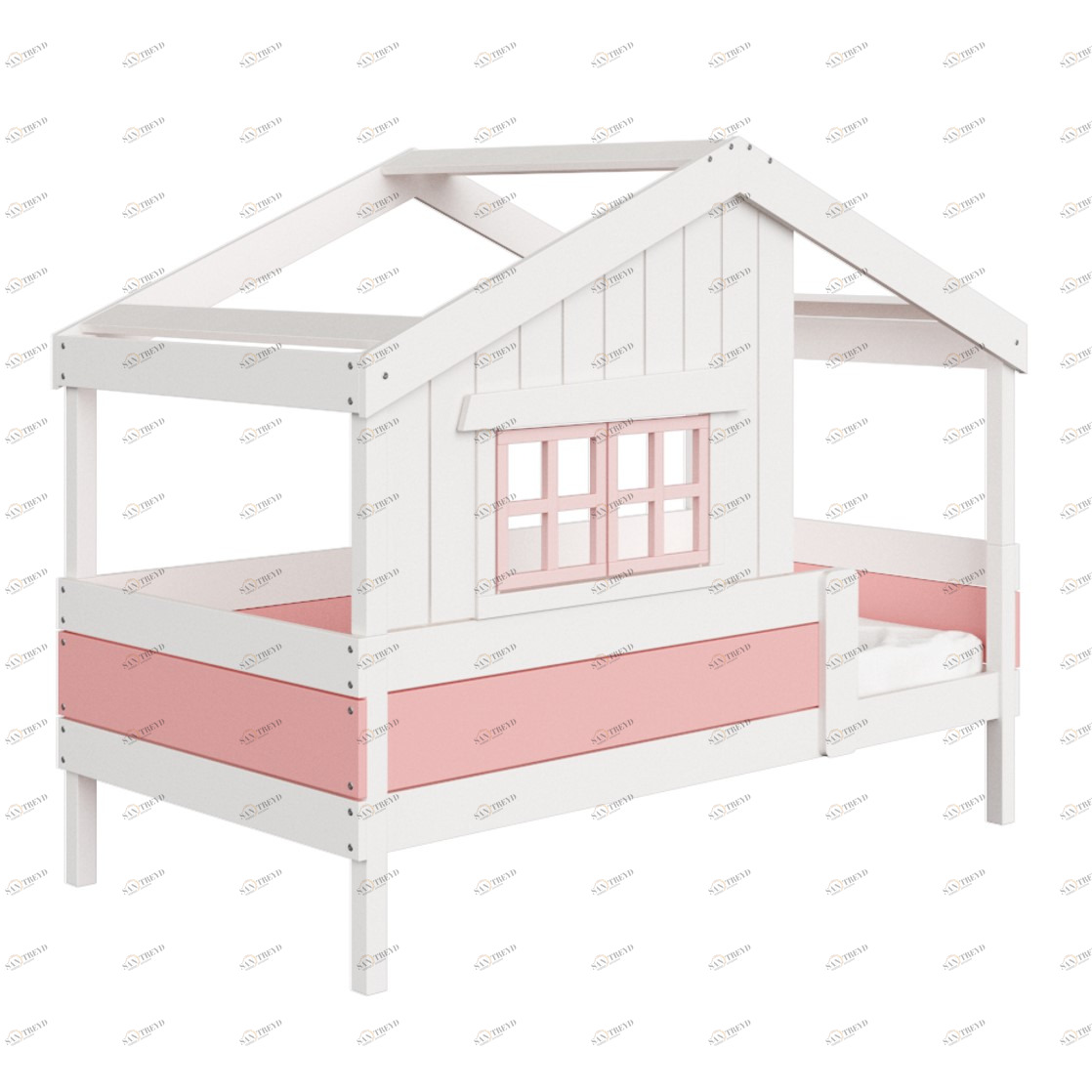 Кровать одноярусная белая с розовым "Шале M" ELLIPSE ELLIPSE HOME 00-3951316 Белый;розовый Santreyd 