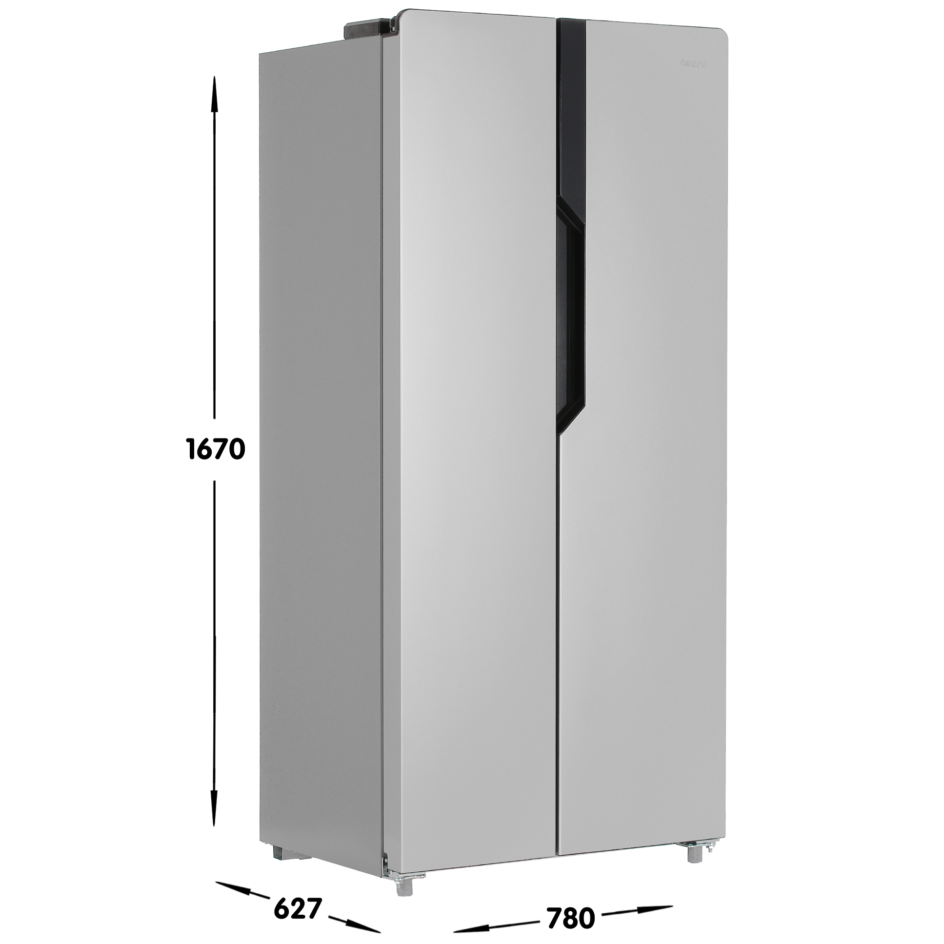 8194003 Холодильник Side by Side   GiNZZU NFK-420 SbS серебристый STDN-0066271 - Вид №6