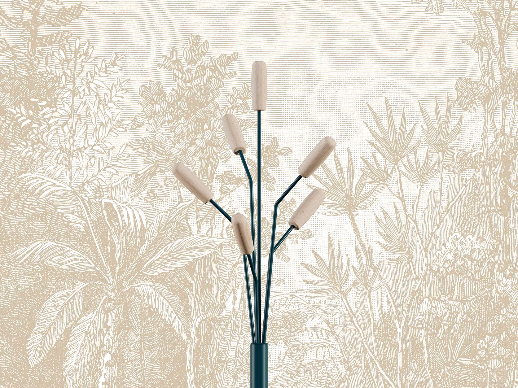 Стальная и деревянная напольная вешалка Manade Lotus, Piléa, Roseau ARCH-00139561