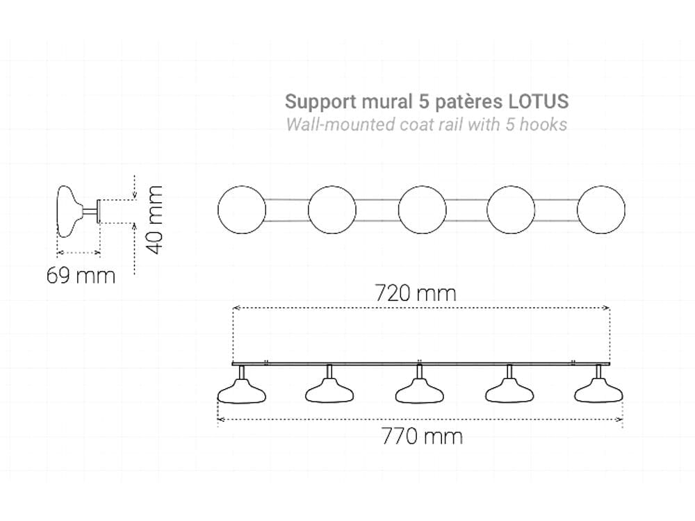 Стальная и деревянная настенная вешалка Manade Lotus, Piléa, Roseau ARCH-00131925 - Вид №5
