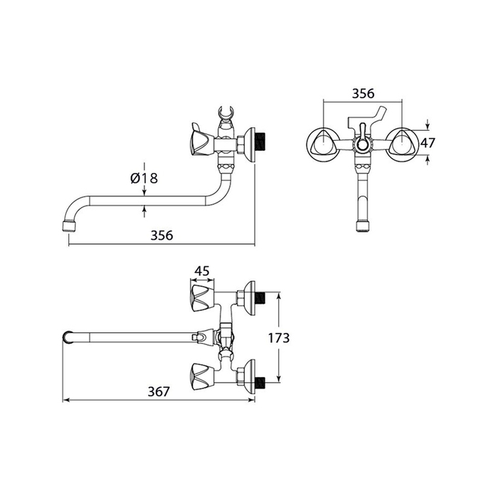 SARSBLCM10 Milardo Sardinia Смеситель для ванны с длинным изливом Sardinia Россия - Вид №1