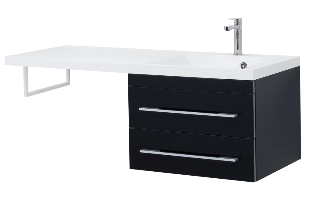 Тумба с раковиной Aquanet Верона 120 R черный (подвесная, 2 ящика) 0018017500239568 - Вид №2