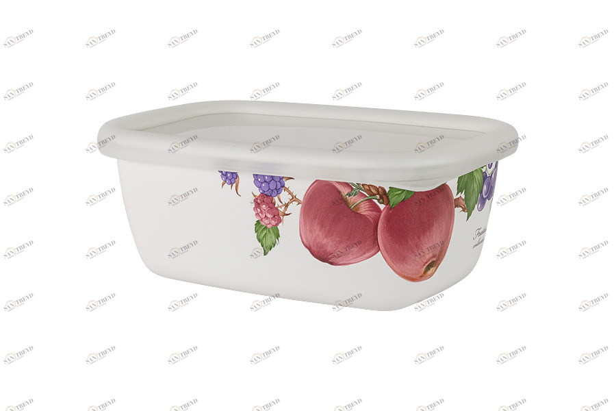 Лоток эмалированный с крышкой 0,5 л белый "Фрукты" EJIRY  00-3973476 Белый 