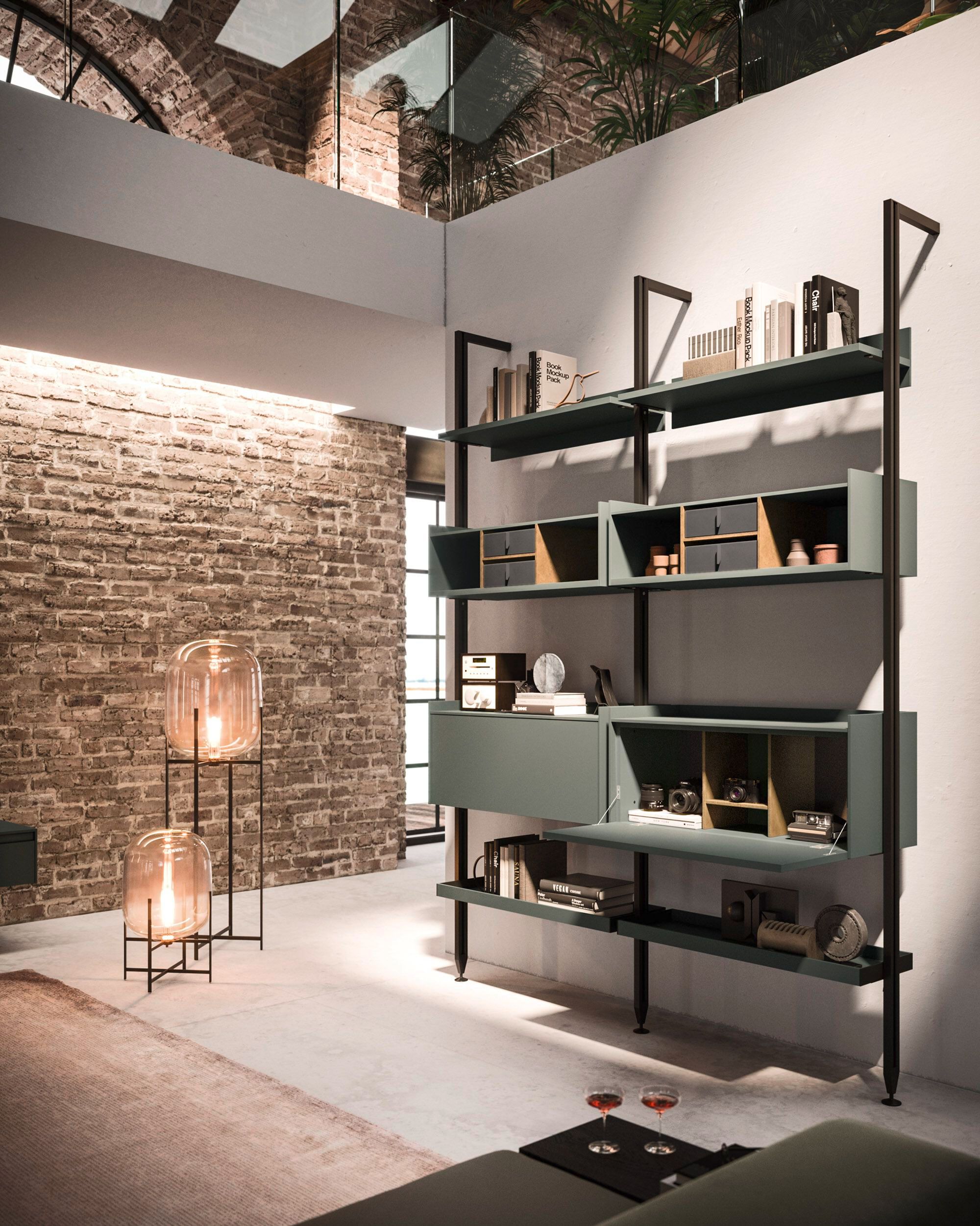 Модульный книжный шкаф из алюминия и стекла Arrital Feeling Home ARCH-00037220 - Вид №3