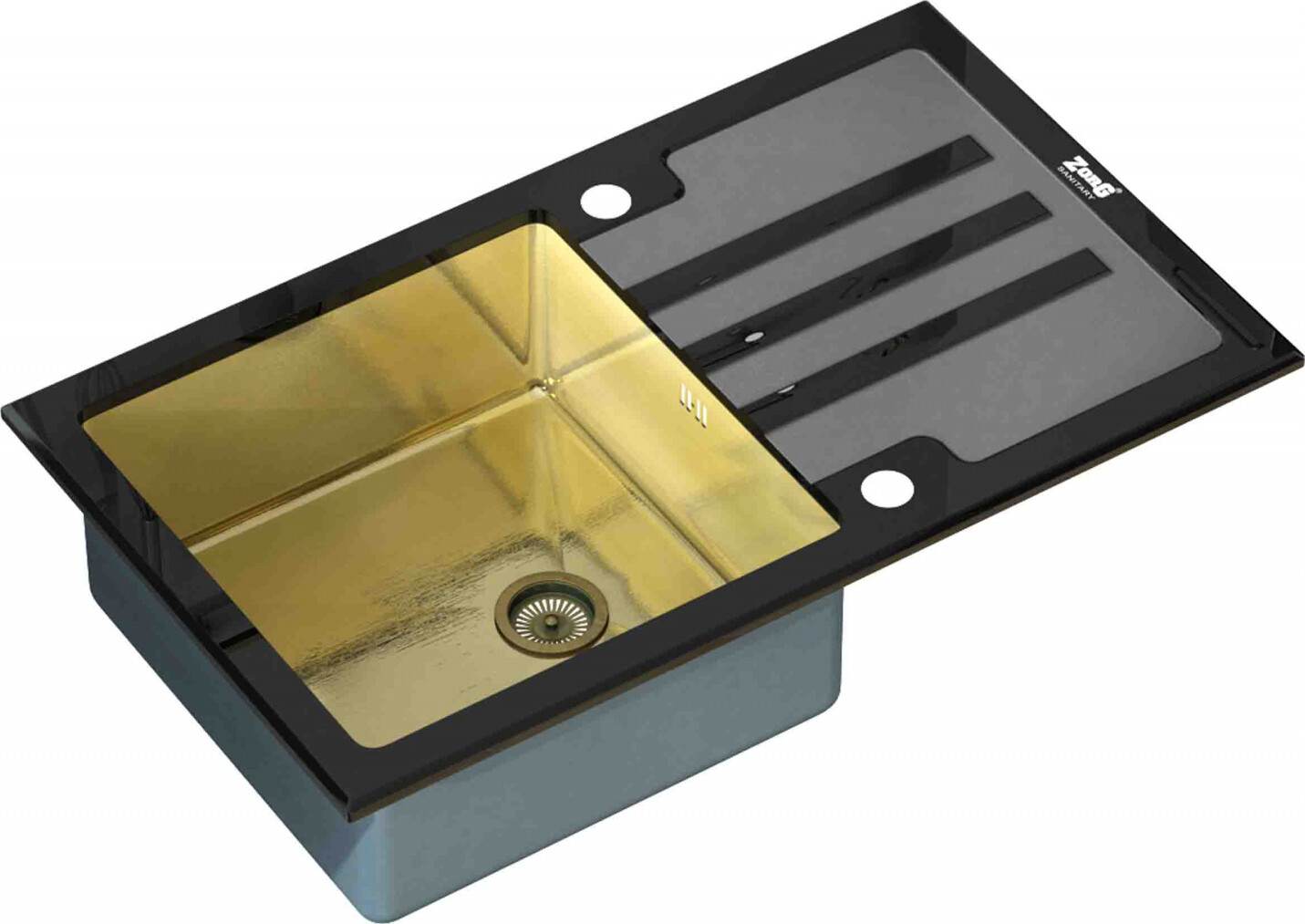 Мойка кухонная ZorG Inox Glass GL-7851-BLACK-BRONZE из нержавеющей стали и стекла, бронза/черный
