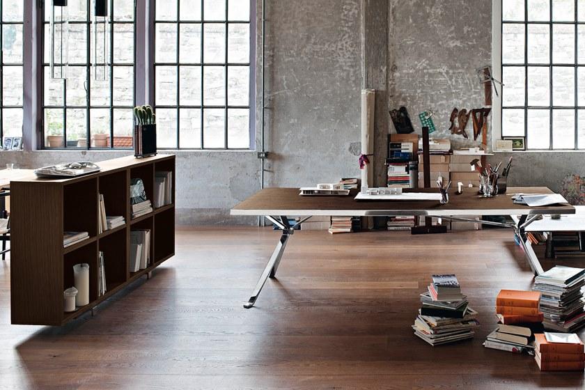 Manerba Низкий открытый деревянный офисный книжный шкаф Revo sun-id-1414747 - Вид №3