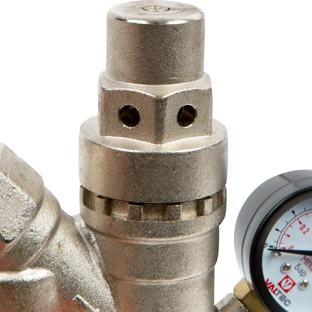 Редуктор давления Valtec с манометром 3/4", никелированная латунь VT.082.N.05 82164853 STLM-2201027  - Вид №2