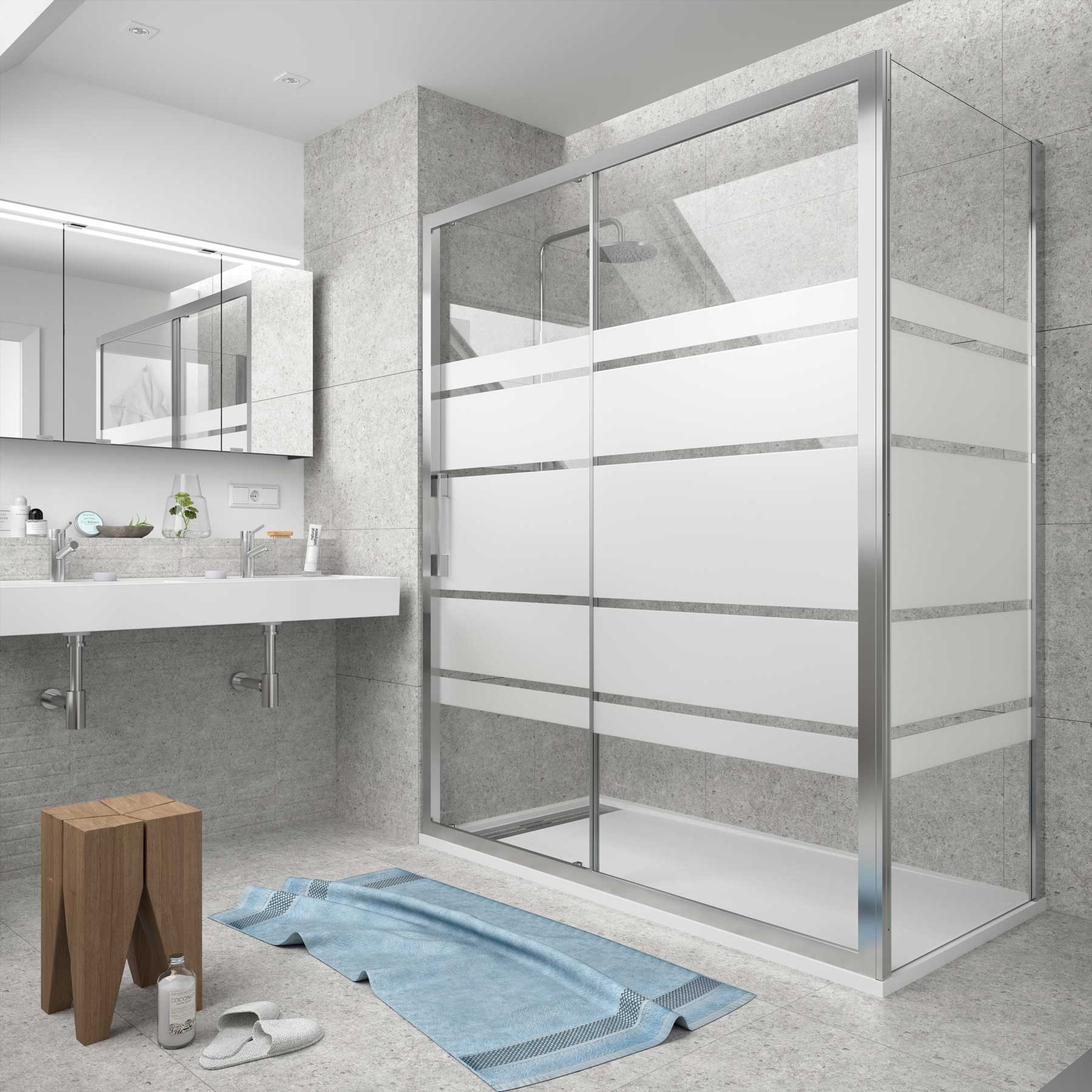 25756 SALGAR Душевая перегородка CLEAR фиксированная боковая ROAD SCREEN PRINT 600-800 x 1950 мм