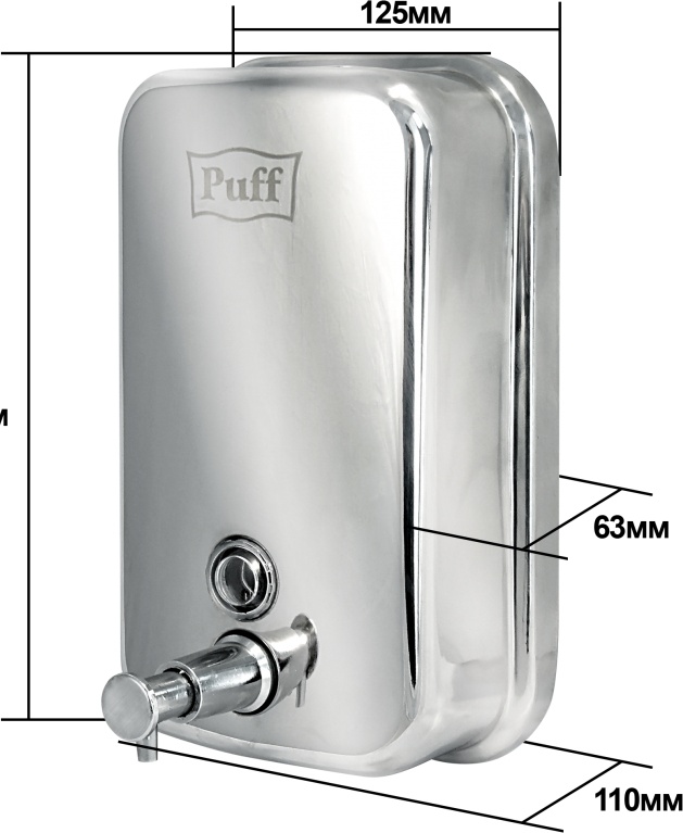 1402.091 Дозатор для жидкого мыла из нерж стали антивандальный 8615 PUFF  - Вид №8
