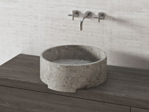 Круглый умывальник из натурального камня