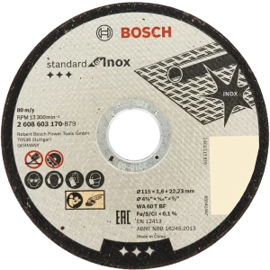 Диск отрезной по нержавеющей стали тип 41 Bosch Professional 2608603170 125x22.2x1.6 мм 82101679 STLM-2089875