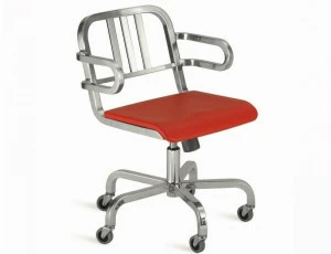 Emeco Вращающееся кресло из алюминия с подлокотниками на колесиках Nine-o™