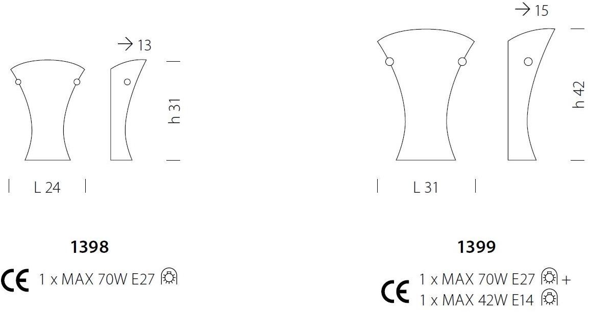 Sylcom Настенный светильник из стекла Loredan 1398/1399/1401/1402 - Вид №3
