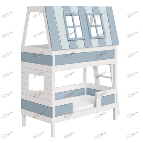 Кровать-домик двухъярусная Home West M 80х160 см белая, серая ELLIPSE ELLIPSE HOME 351801 Белый;серый Santreyd 