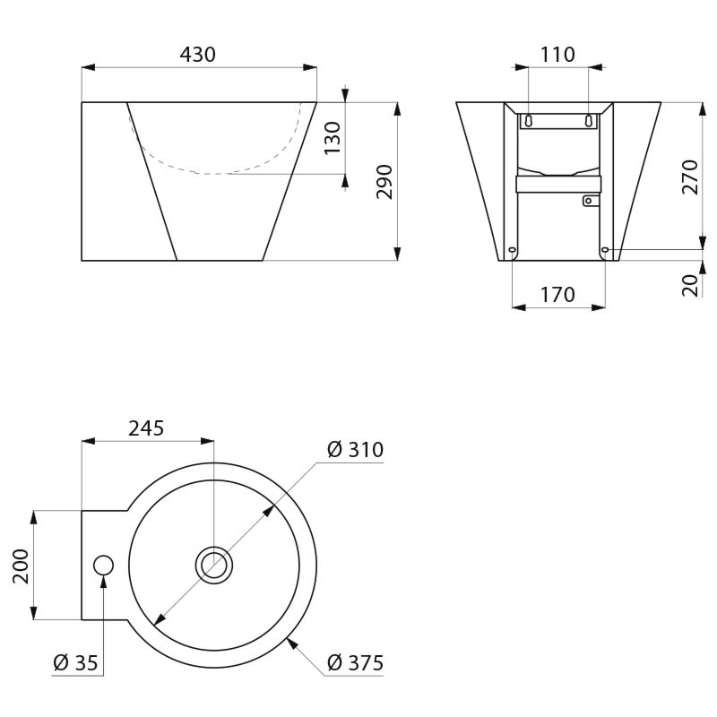 121180BK Настенный умывальник MINI BAILA DELABIE  - Вид №1