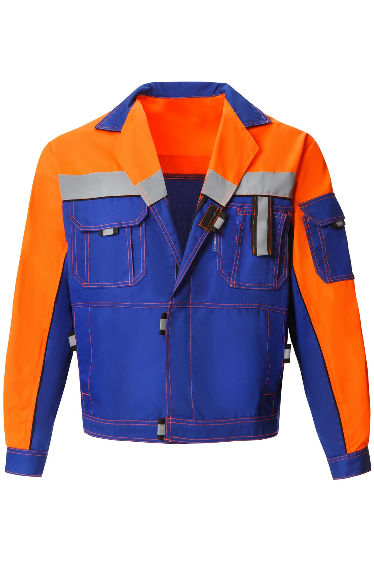 61857 Костюм "Профессионал-2" с СВП василек-оранжевый-черный  Летняя спецодежда  размер 56-58/170-176  - Вид №3