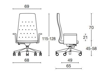 Регулируемое по высоте офисное кресло из искусственной кожи с колесами Diemme Артур ARCH-00091744 - Вид №4