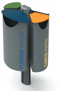 City Design Контейнер для мусора из стали с крышкой для раздельного сбора мусора