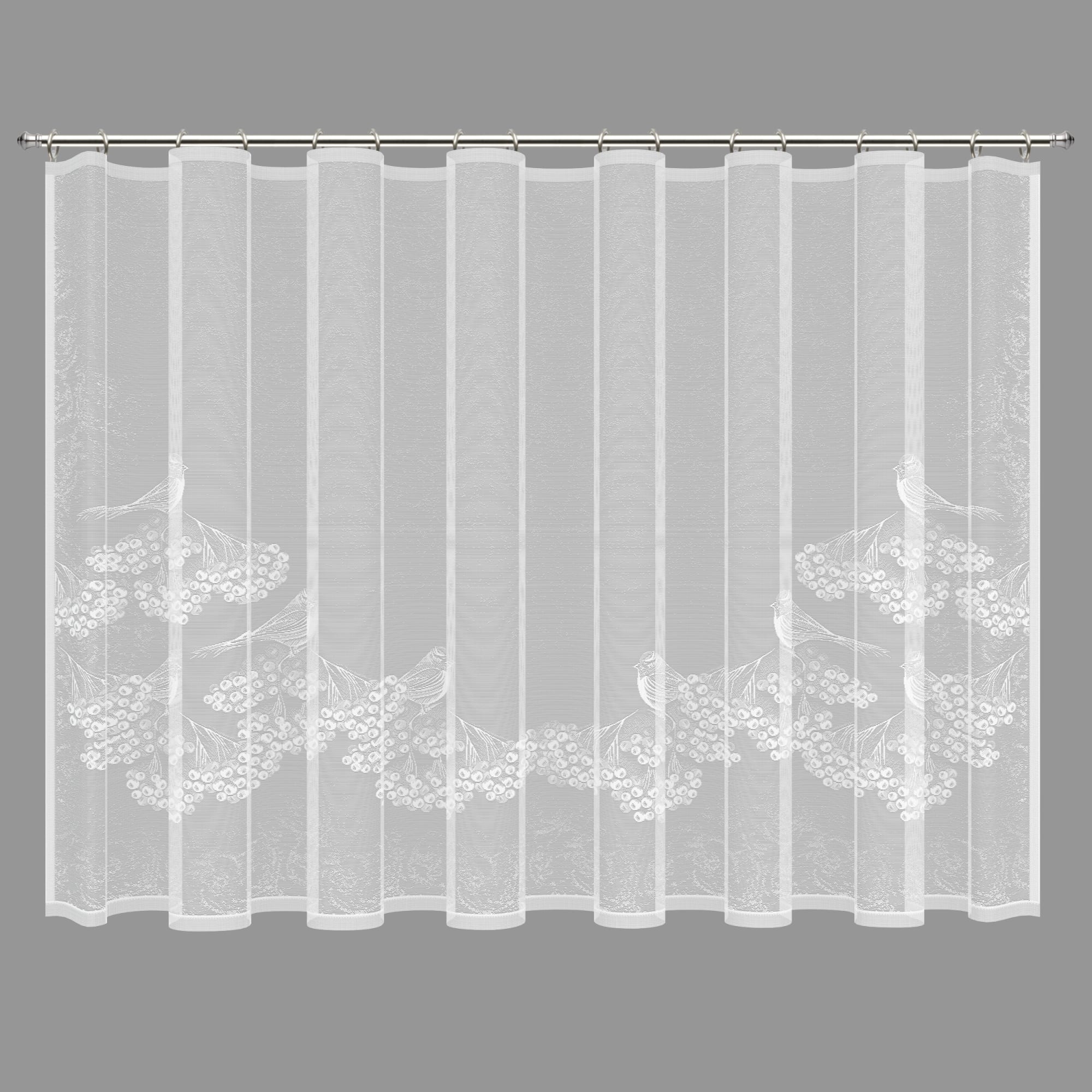 85276014 Тюль для кухни "Снегири" 200x165 см цвет белый Santreyd  - Вид №1