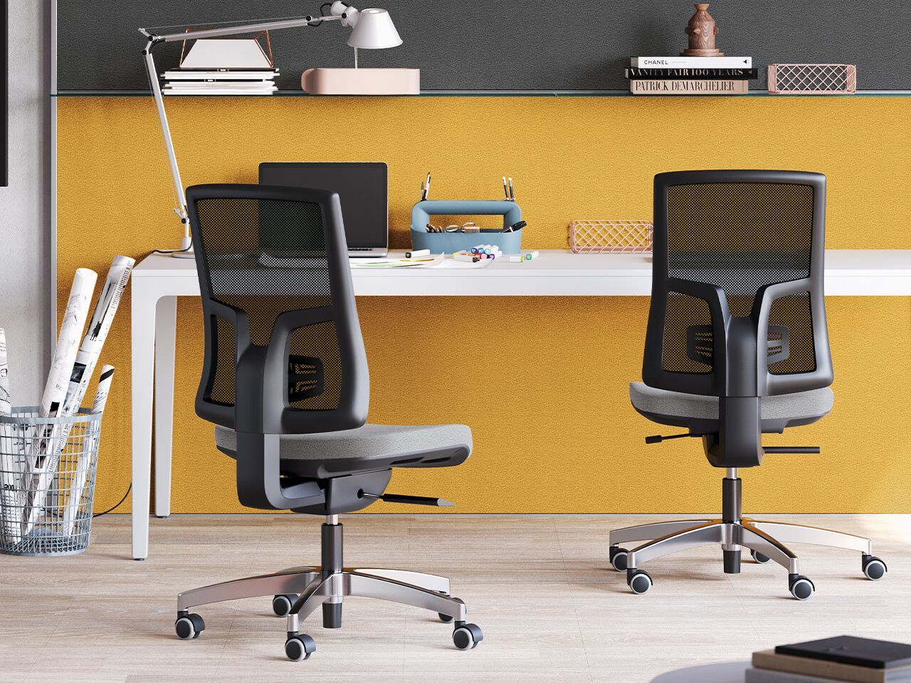 Сетчатый поворотный офисный стул с колесами и мягким сиденьем FREZZA Kiku ARCH-00104238 - Вид №1