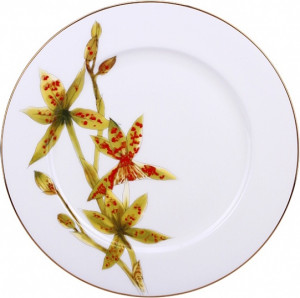 10610665 Императорский фарфоровый завод Тарелка плоская 27см "Желтая орхидея" "Стандартная" Фарфор костяной