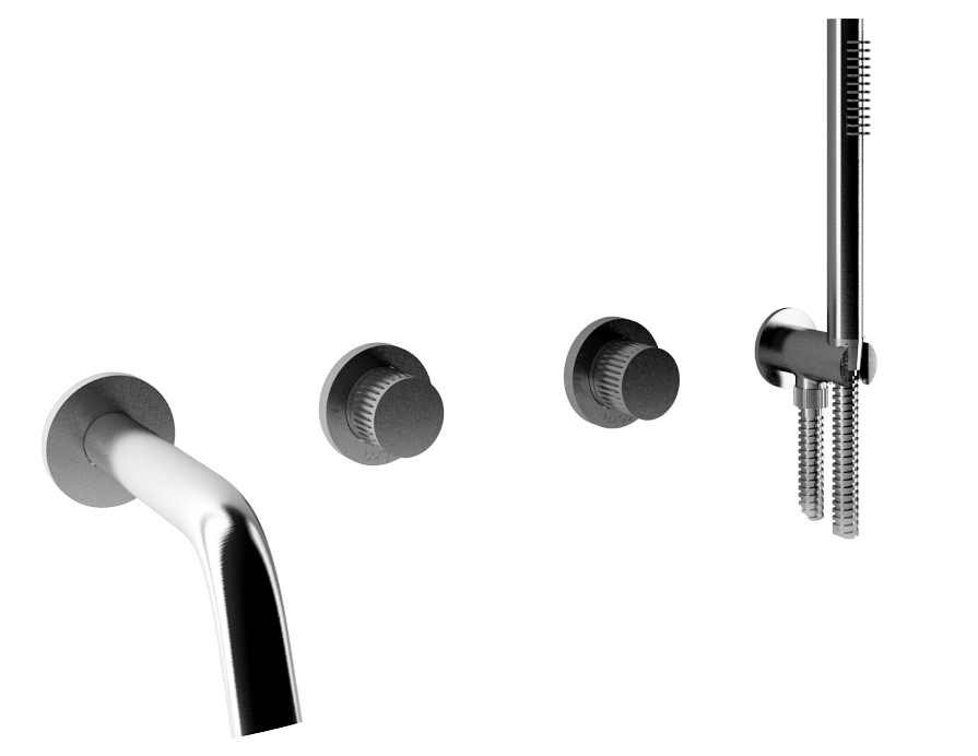 70530 / D Встраиваемый смеситель для ванны и душа из матовой нержавеющей стали 316 с дуплексным душем и прогрессивным картриджем. Bongio Time2020 70530/D