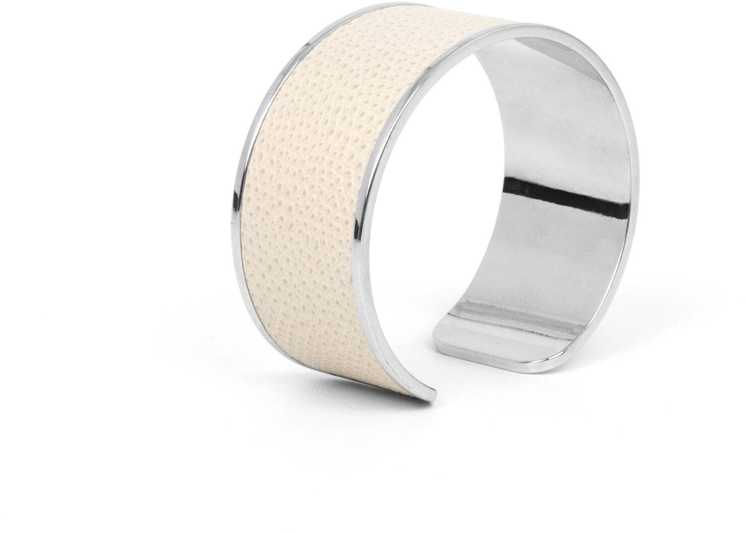 Кольцо для салфеток - 6X2,5 см/металл-хром/зернистая кожа_белый