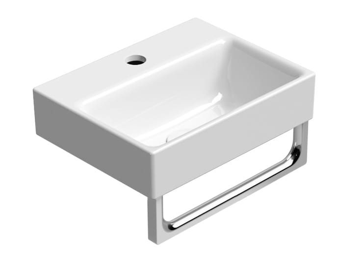 Керамическая подвесная прямоугольная раковина с переливом GSI ceramica Nubes ARCH-00080872 - Вид №4