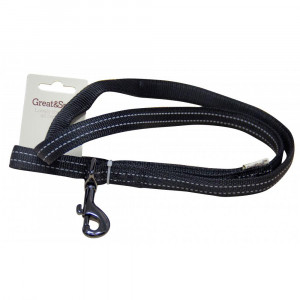 ПР0043603 Поводок для собак со светоотражающей острочкой 10х1200мм нейлон черный Great&Small