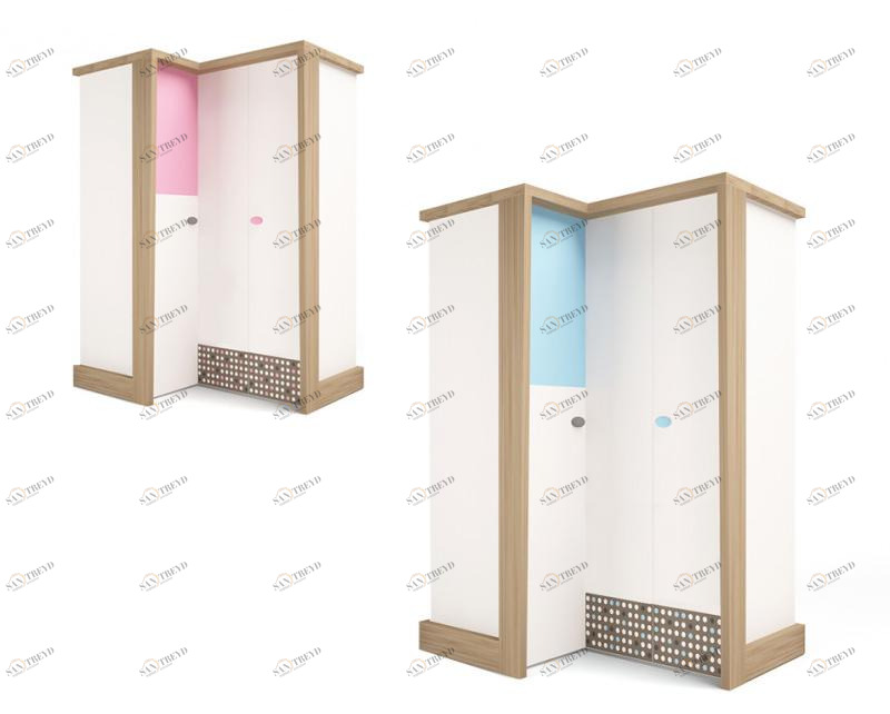 Шкаф угловой ABC-KING , гармошка MIX голубой, правый 4631147961235