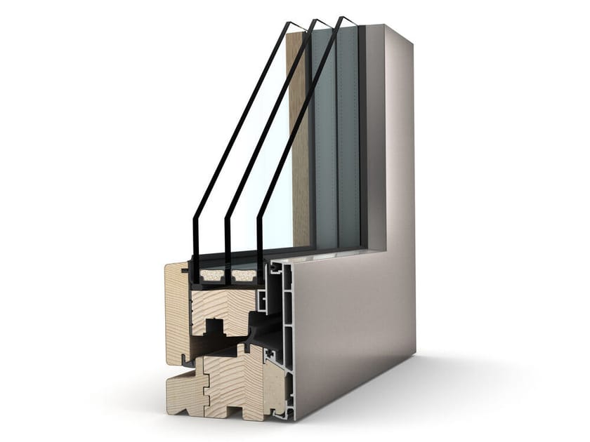 Алюминиевое и деревянное створчатое окно INTERNORM Italia HF 520 ARCH-00015790