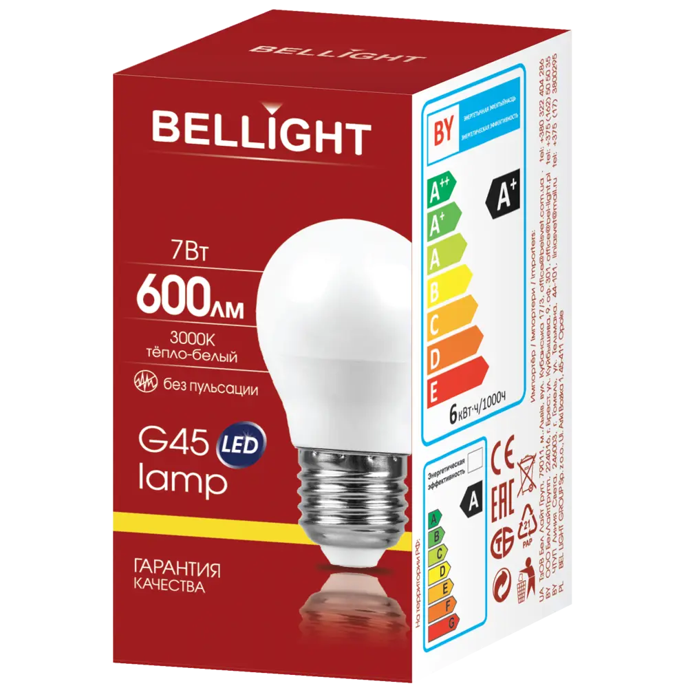 BELLIGHT Светодиодная лампа E27 7Вт теплый белый свет 86170851 STLM-0066650 - Вид №3