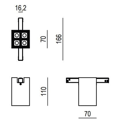 Потолочный алюминиевый квадратный светодиодный прожектор Lucifero's мини-трек-потолок ARCH-00083622 - Вид №4