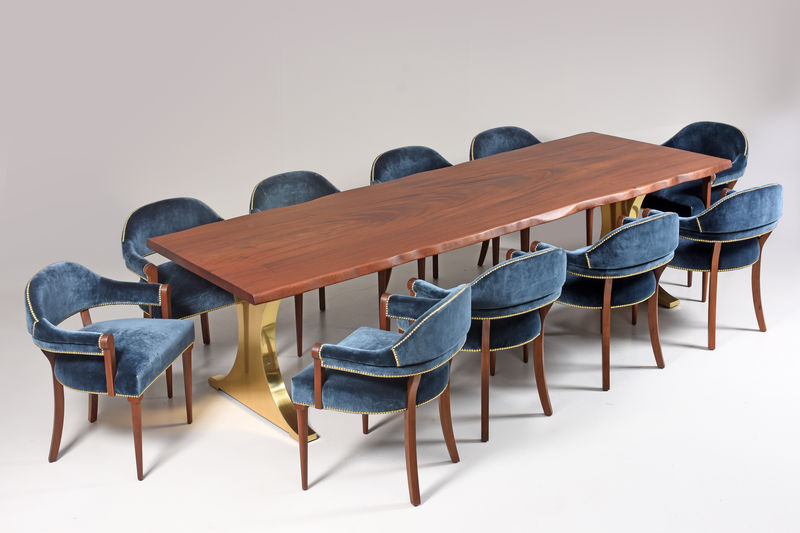 Сделанный на заказ стол Wany edge с основанием из полированной латуни ijlbrown sun-id-3251855 - Вид №1