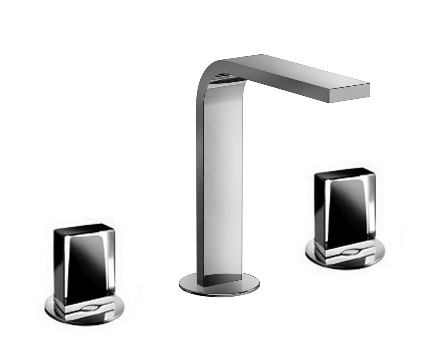 N504S  Смеситель для раковины на 3 отверстия - VENEZIA INвылет 15 см без ручек ограничитель потока воды до 5 л/мин при 3 бар картридж керамический 90° подводка донный клапан нажимного типа ручки заказываются отдельно, см. раздел ''Ручки'' Fantini Rubinett Fantini Rubinetti