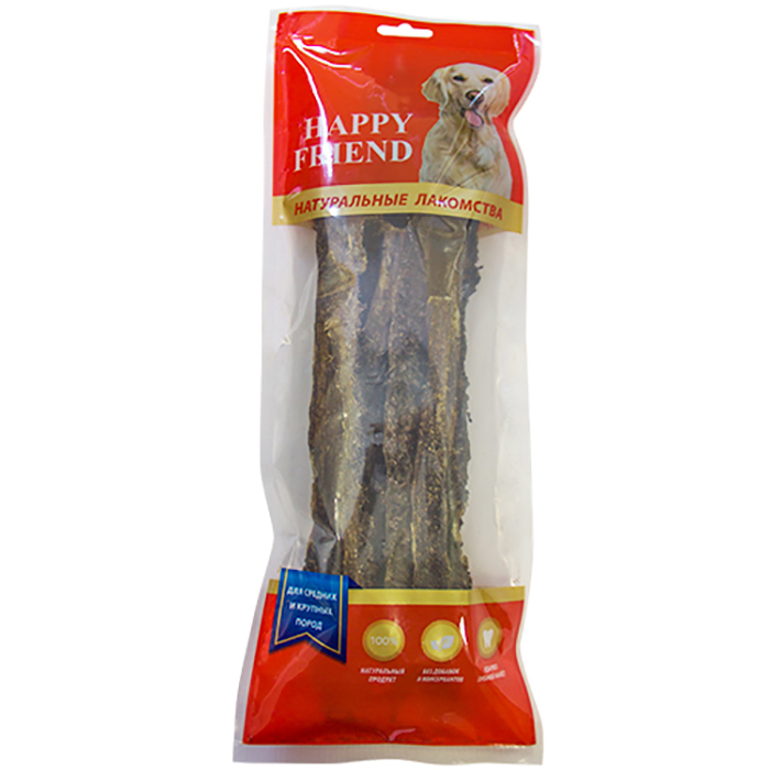 ПР0048365 Лакомство для собак Рубец говяжий для средних и крупных пород 100г HAPPY FRIEND 