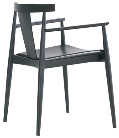 Andreu World Стул из бука с подлокотниками и встроенной подушкой Smile So0336 - Вид №2