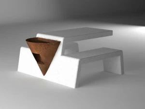 Manufatti Viscio Стол для общественных мест со встроенными скамейками