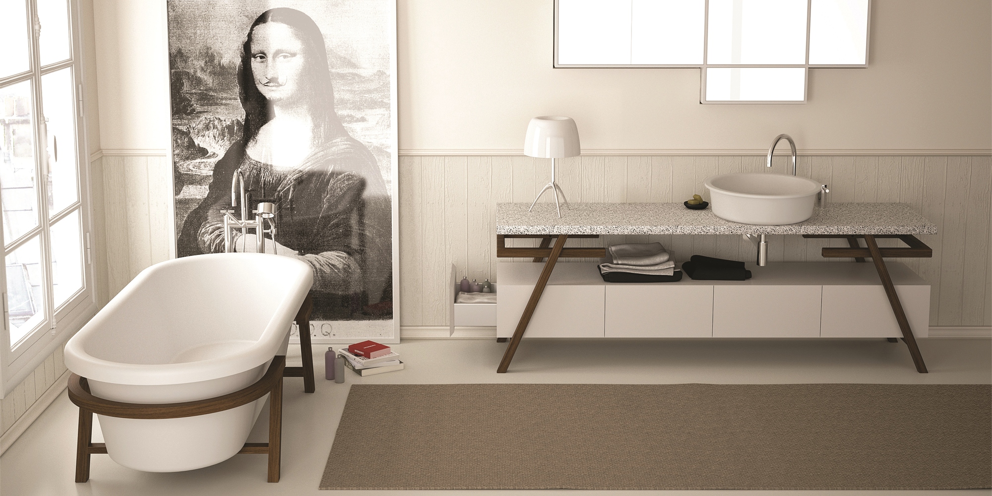 Design Ванна из Corian на деревянном каркасе 1800x800x550 Provence белая MOMA Design PRV3011800 - Вид №1