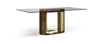 Прямоугольный стол из стали и стекла