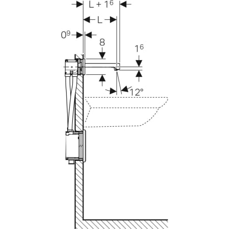116.298.21.1 Смеситель для раковины Geberit Brenta, настенный монтаж, питание от батарей, с функциональным блоком для скрытого монтажа Geberit  - Вид №2