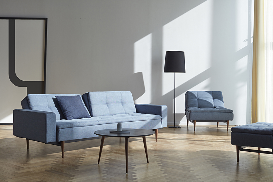 Кресло Dublexo c ножками Styletto из темного дерева и черной рамой, индиго Innovation Living DUBLEXOCH558 - Вид №1