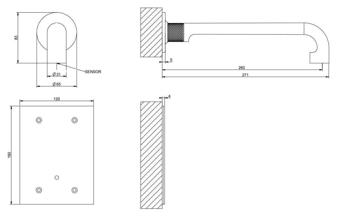 Латунный электронный настенный смеситель для раковины Gessi гравированный ARCH-00052567 - Вид №3