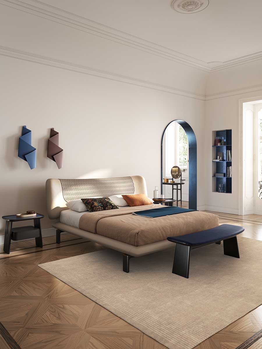 Двуспальная кровать с мягким изголовьем Poltrona Frau коллекция-мебель и аксессуары ARCH-00102801 - Вид №2