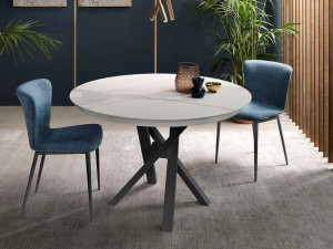 Фиксированный и выдвижной круглый стол с керамической или деревянной столешницей