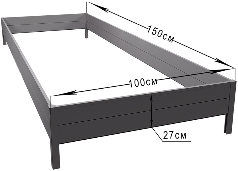 Грядка ПВХ 1,5 х 1 м, высота 27 см ГеоПластБорд