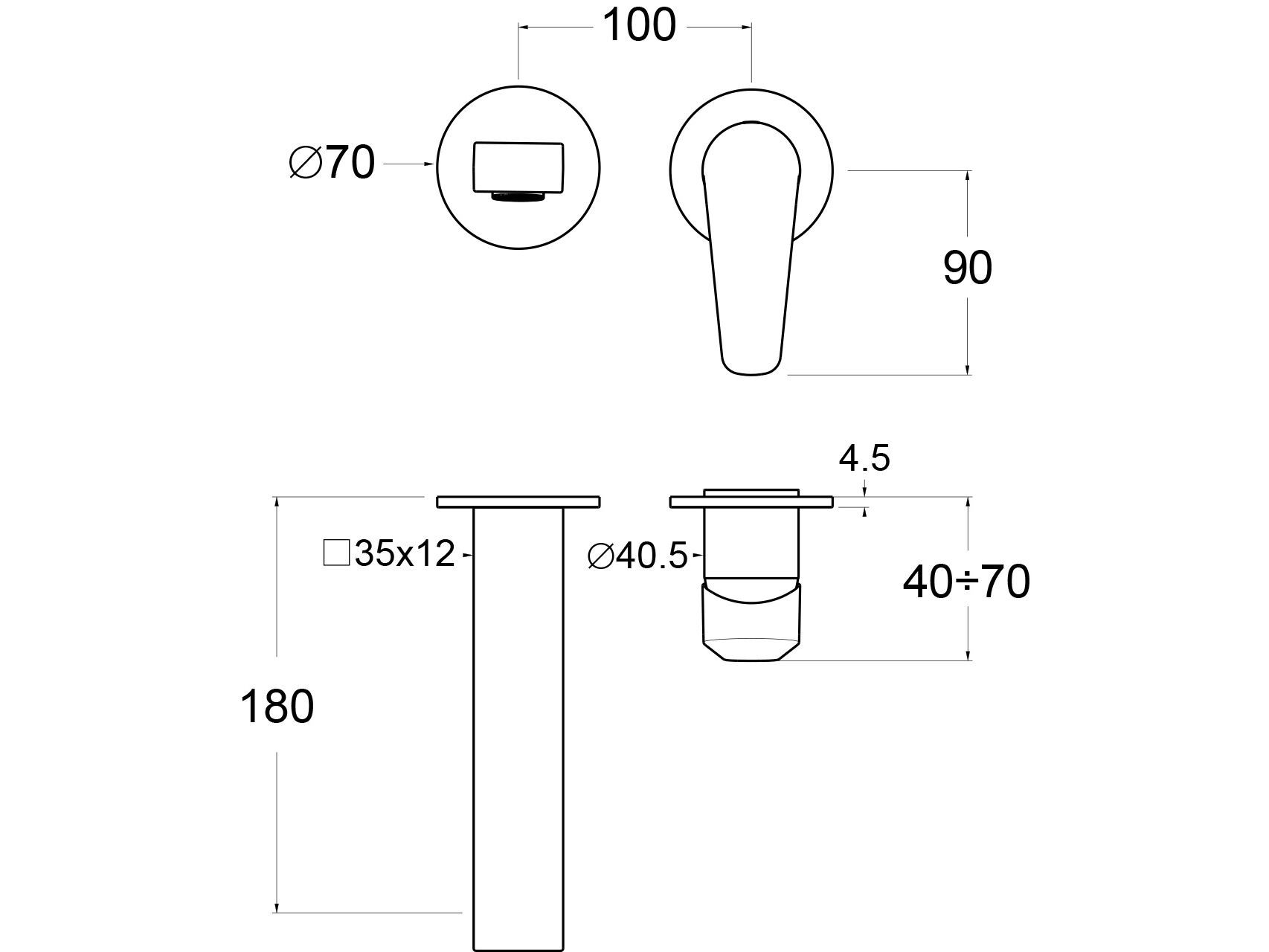 Однорычажный настенный смеситель для раковины GUGLIELMI RUBINETTERIE сегодня ARCH-00000389 - Вид №1