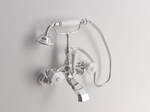 Настенный смеситель для ванны с 2 отверстиями и ручным душем