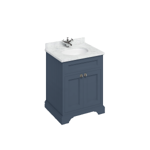 Burlington Отдельностоящий блок 65 со столешницей, дверцами и встроенной раковиной белого цвета Carrara White Синий FF8B_BC66