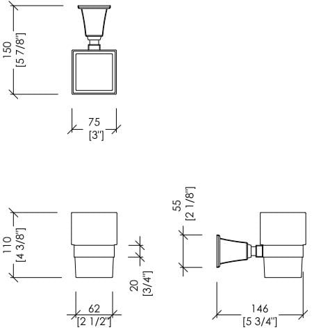 Керамический и латунный настенный держатель зубной щетки Devon&Devon Time ARCH-00117458 - Вид №2